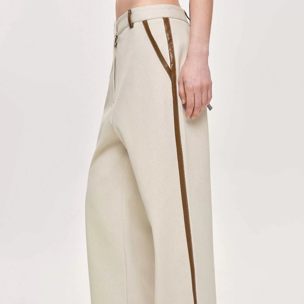 Source Unknown Co-Ords-Leather-Trimmed Pants, Can… - image 1